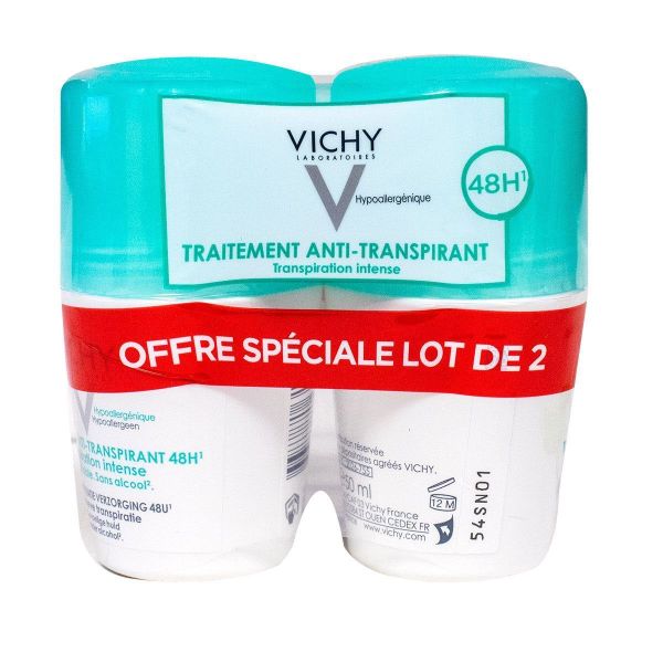 Déodorant à bille 48h transpiration intense 2x50ml
